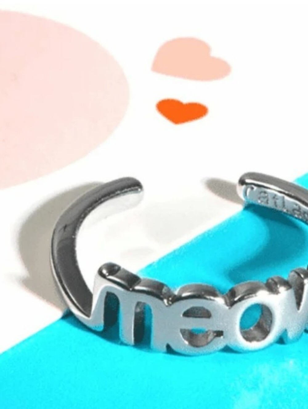 Cat Lady "Meow" Adjustable Ring – Silver Tone Cat Lover Jewelry – New